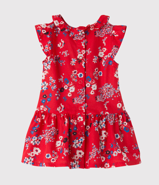 Vestido estampado de bebé niña  rojo PEPS/blanco MULTICO