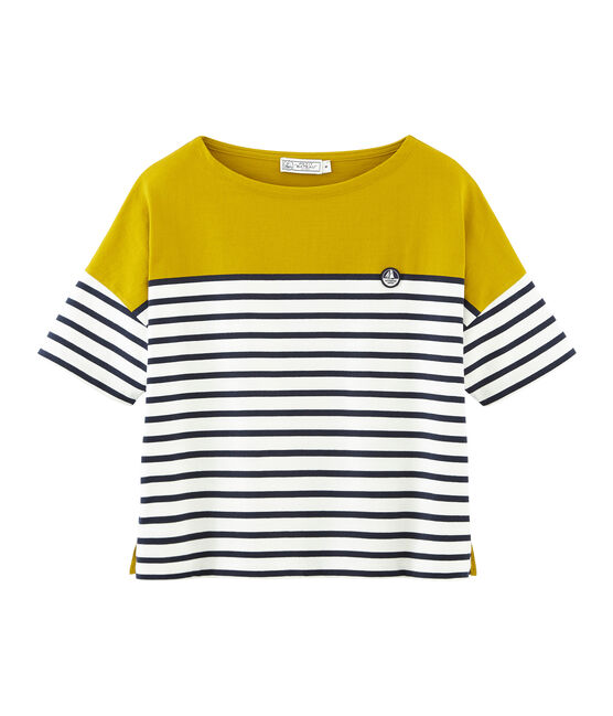 Jersey marinero manga corta para mujer amarillo BAMBOO/blanco MARSHMALLOW/ SMOKING
