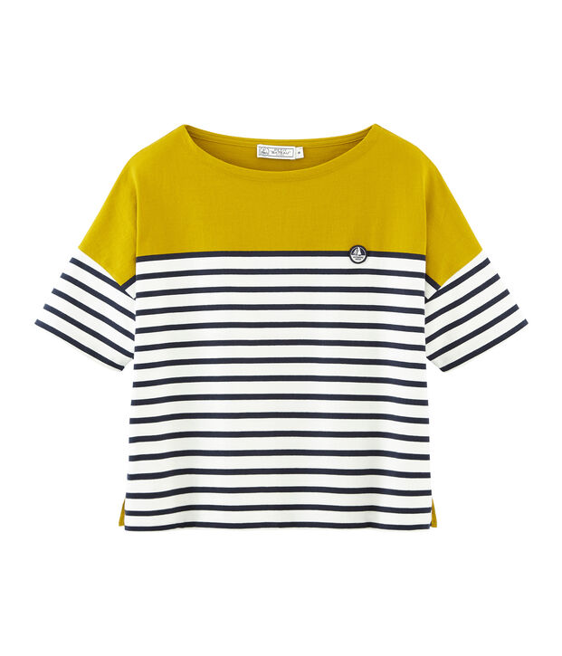 Jersey marinero manga corta para mujer verde/blanco/azul