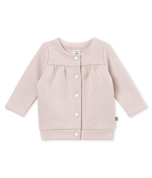 C&aacute;rdigan para beb&eacute; ni&ntilde;a en mulet&oacute;n brillates rosa/amarillo