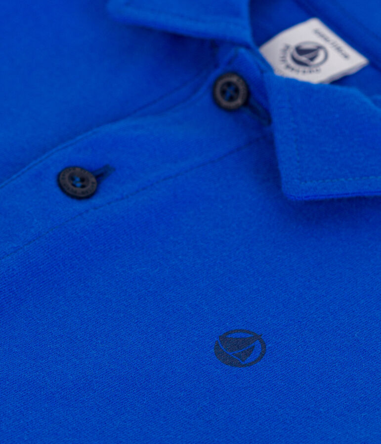Polo infantil de algod&oacute;n liso de manga corta azul