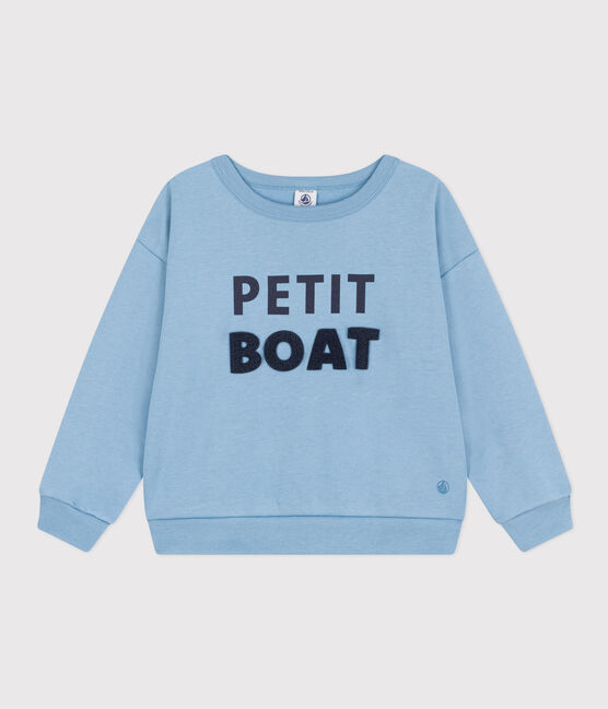 Sudadera estampada de muletón de niña/niño azul AZUL