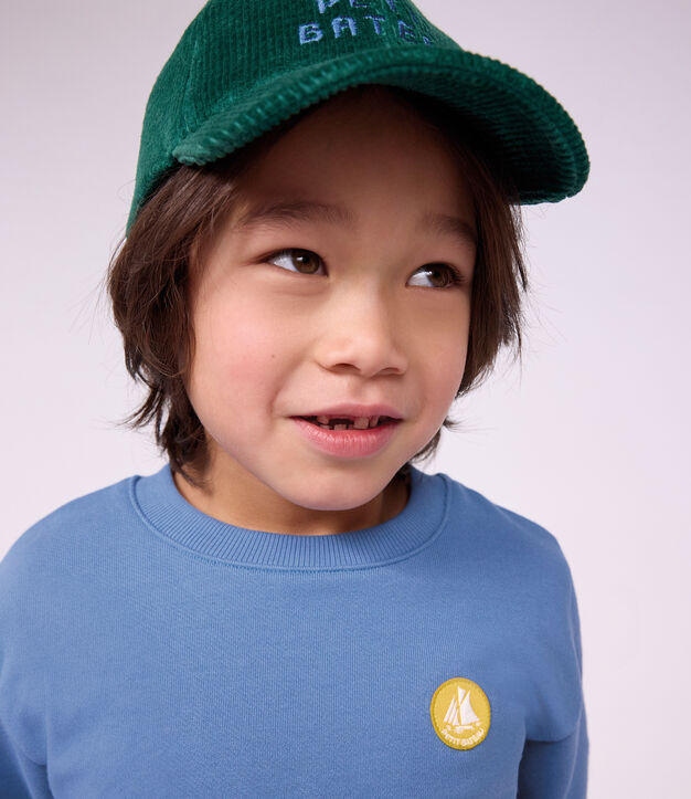 Gorra infantil de pana lisa verde