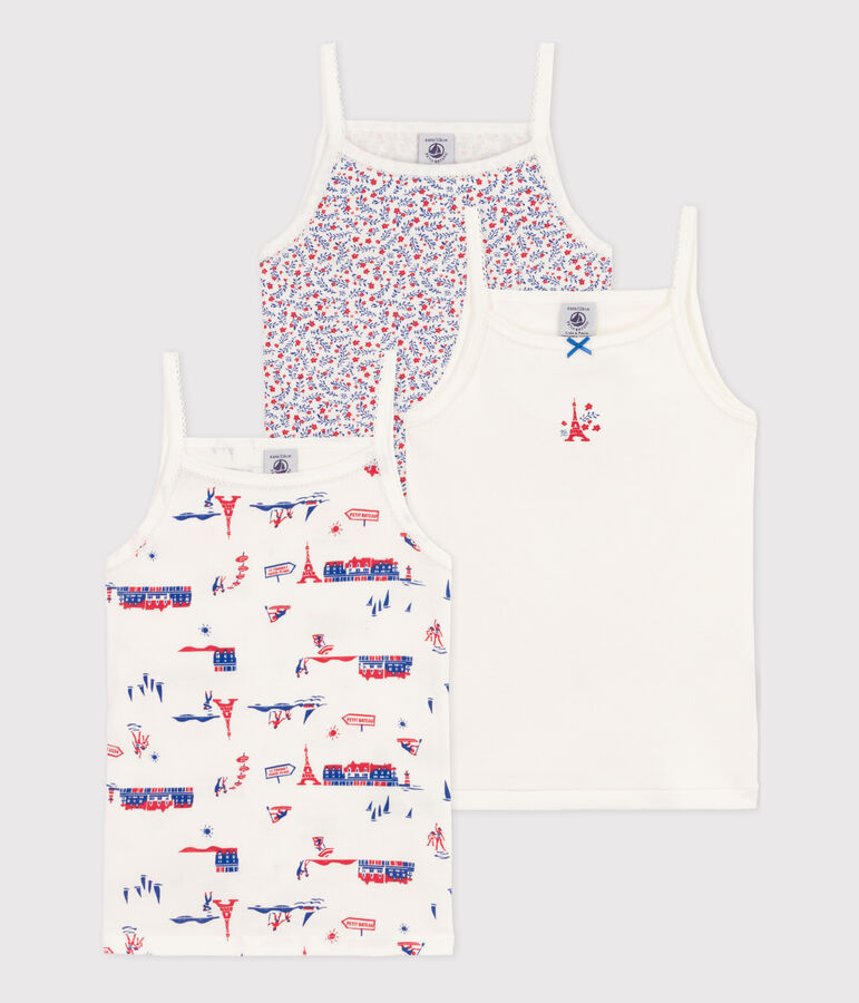 Juego de 3 camisetas de tirantes de algod&oacute;n Par&iacute;s para ni&ntilde;a multicolor