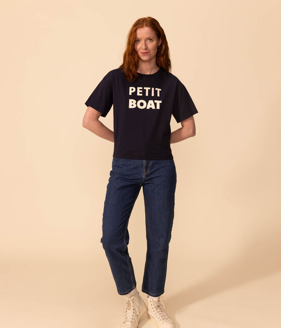 Camiseta LE BOXY de algodón para mujer azul SMOKING