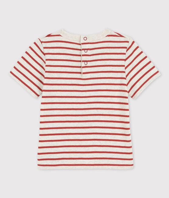 Camiseta de manga corta a rayas de algodón ecológico para bebé beige MONTELIMAR/ OMBRIE