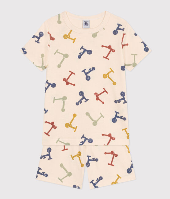 Pijama corto infantil con estampado de patinetes de algodón  blanco AVALANCHE/ MULTICO