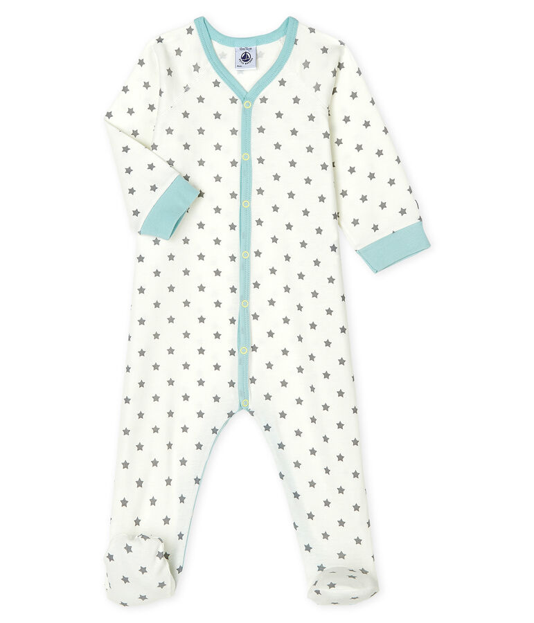 Pijama de punto para beb&eacute; de ni&ntilde;o blanco/gris