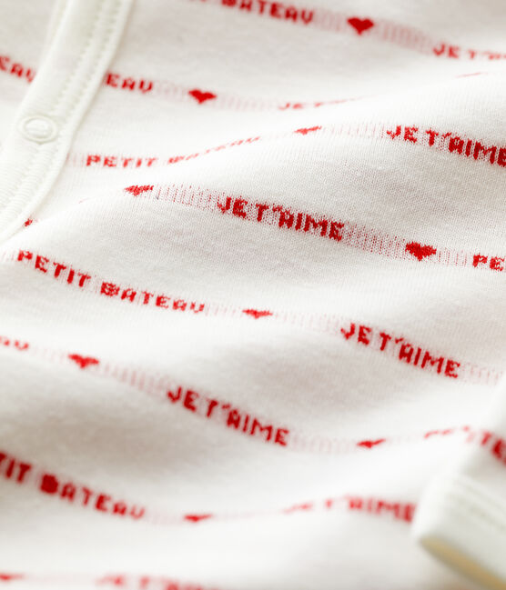 Pelele con Petit Bateau Je t'aime de algodón de bebé blanco MARSHMALLOW/rojo TERKUIT