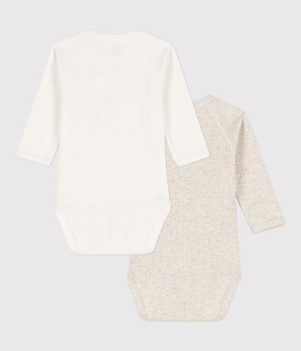 Juego de 2 bodis cruzados de manga larga de algod&oacute;n multicolor