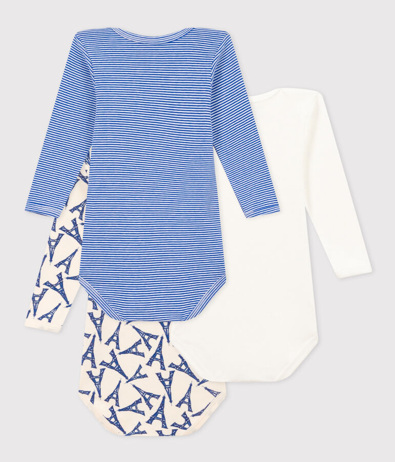 Juego de 3 bodis de algod&oacute;n de manga larga con motivo de Par&iacute;s para beb&eacute; variante 1