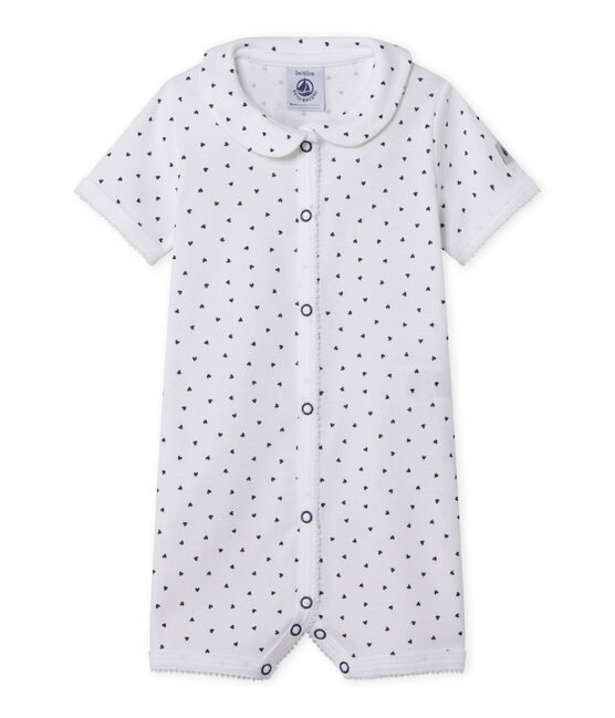 Pijama sin pies con corazones estampados para bebé niña blanco ECUME/azul MEDIEVAL
