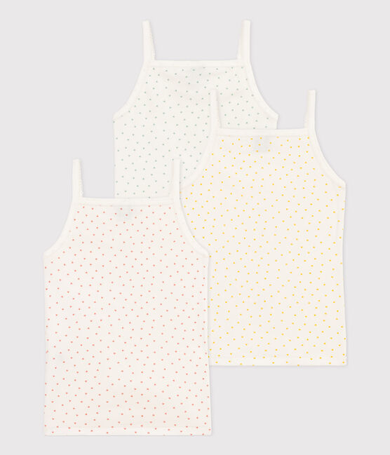 Juego de 3 camisetas de tirantes de algodón con corazoncitos para niña variante 1