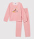 Pijama rosa de niña con motivo de cabras montesas de terciopelo