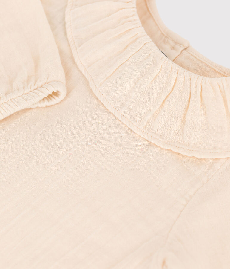 Blusa de manga larga de gasa de algod&oacute;n para beb&eacute; crudo