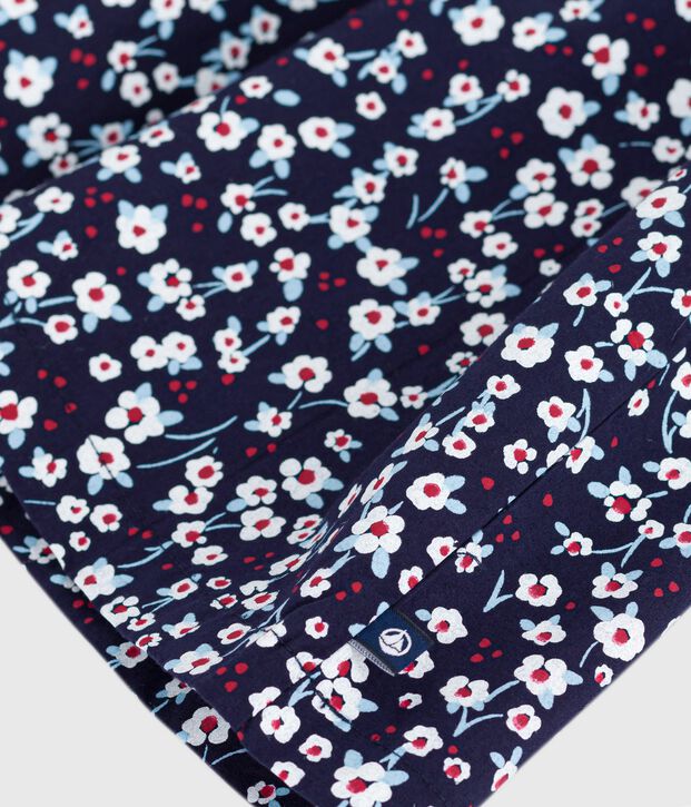 Vestido infantil de manga larga de algod&oacute;n azul/multicolor