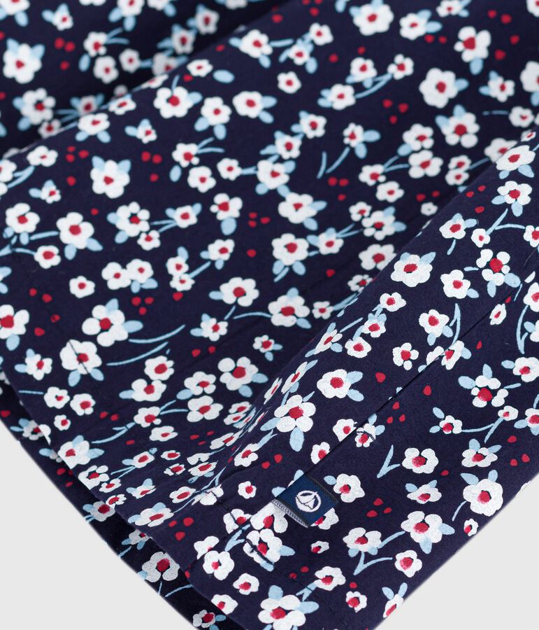 Vestido infantil de manga larga de algod&oacute;n azul/multicolor