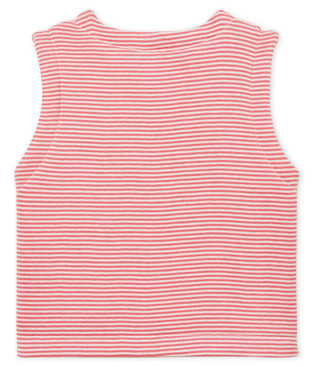 Chaleco de beb&eacute; en punto rosa/blanco