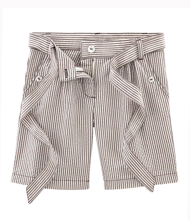 Shorts infantiles para ni&ntilde;a marron/blanco