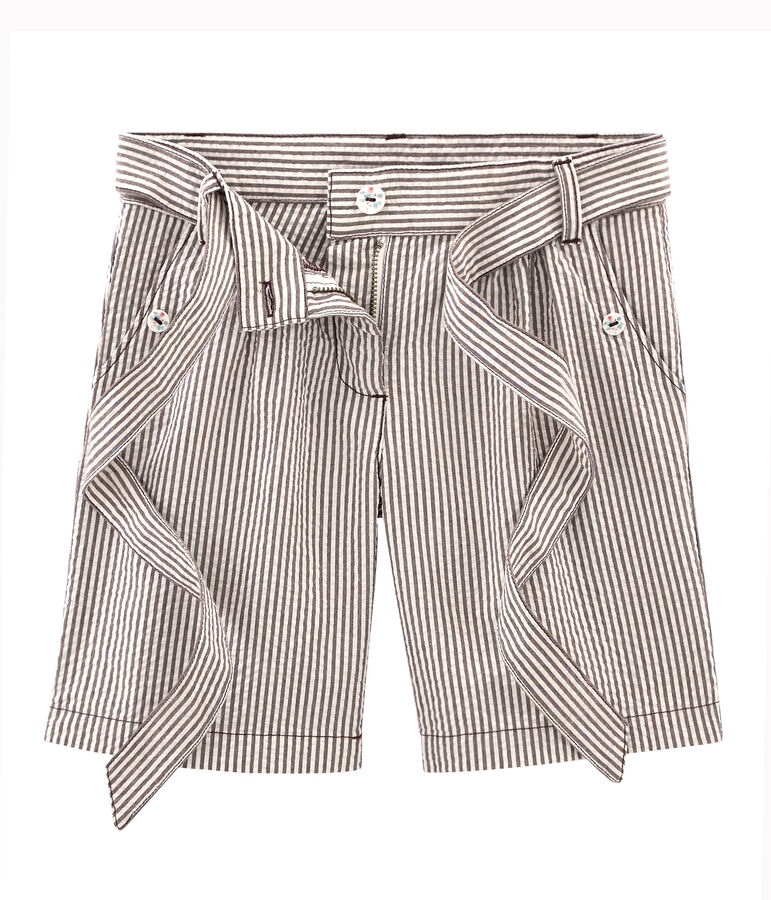 Shorts infantiles para ni&ntilde;a marron/blanco