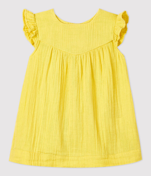 Vestido de gasa de algod&oacute;n ecol&oacute;gico para beb&eacute; amarillo
