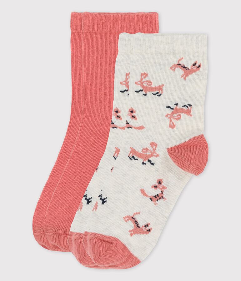 Juego de 2 pares de calcetines de ni&ntilde;a multicolor