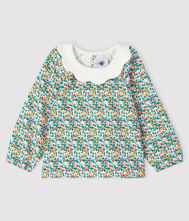 Blusa de manga larga para beb&eacute; ni&ntilde;a blanco/multicolor