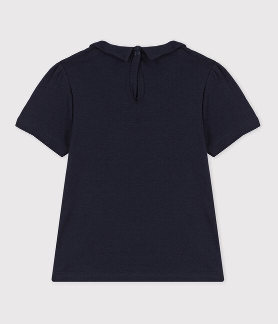 Camiseta de manga corta de algodón orgánico de niña azul SMOKING