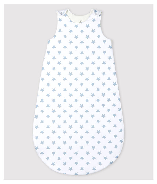 Saco de dormir de algod&oacute;n con estrellas para beb&eacute; blanco/gris
