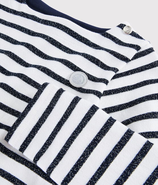Jersey marinero para niña blanco MARSHMALLOW/ SMOKING ARGENT BRILLANT
