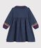 Vestido infantil liso de manga larga de tejido denim azul