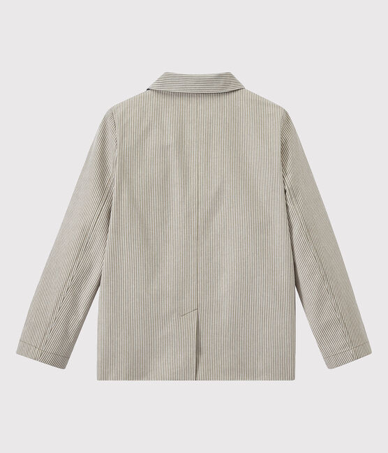 Chaqueta a rayas de tela para niño gris MINERAI/blanco LAIT