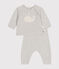 Conjunto de 2 prendas de punto tricotado de lana y algodón para bebé beige MONTELIMAR CHINE