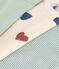 Juego de 3 bodis de algodón de manga larga con estampado de tres corazones para bebé variante 1