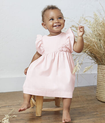 Vestido Y Braguita Bloomer De Saten Para Bebe Nina Petit Bateau