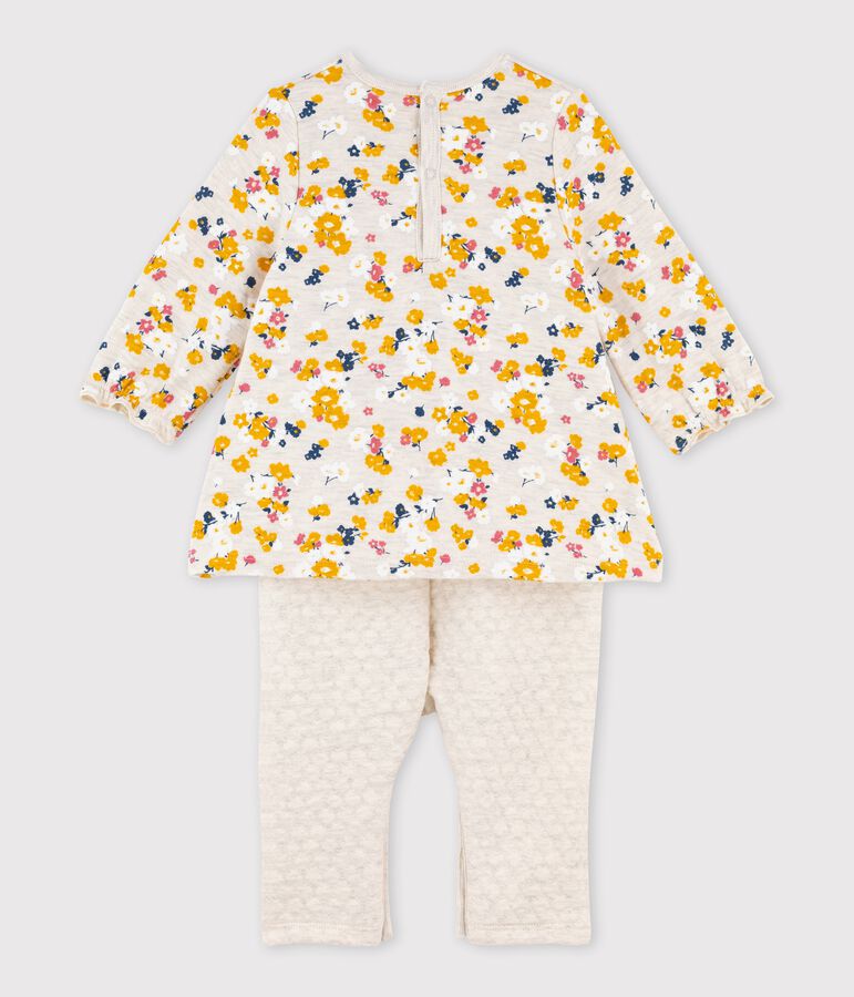 Buzo largo para beb&eacute; ni&ntilde;a beige/multicolor