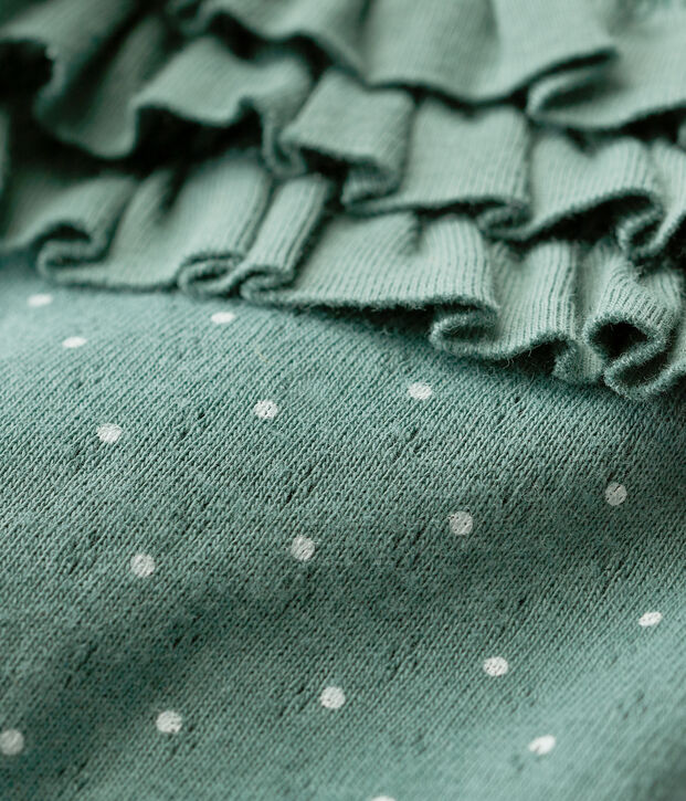 Leggings estampados de algod&oacute;n de beb&eacute; ni&ntilde;a verde/blanco