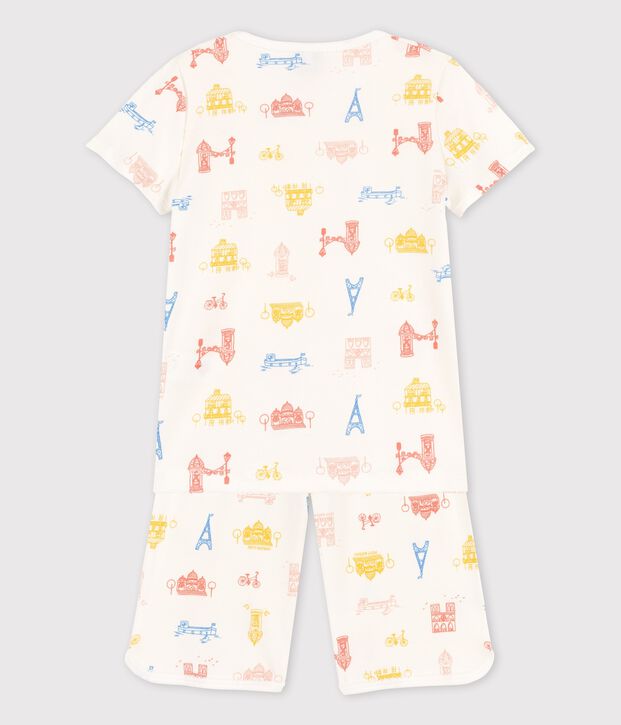 Pijama de Par&iacute;s de algod&oacute;n de ni&ntilde;a blanco/multicolor