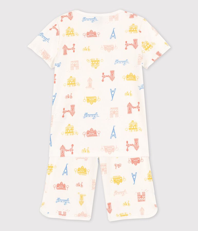 Pijama de Par&iacute;s de algod&oacute;n de ni&ntilde;a blanco MARSHMALLOW/blanco MULTICO