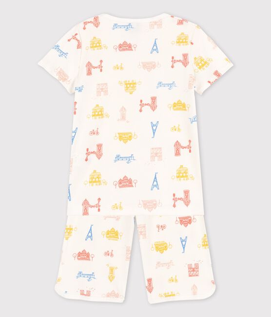 Pijama de París de algodón de niña blanco MARSHMALLOW/blanco MULTICO