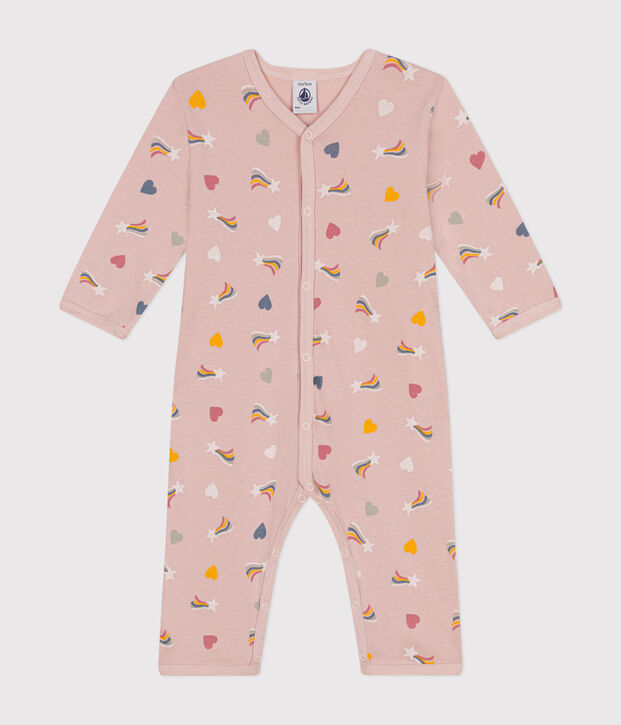 Pijama sin pies de algod&oacute;n con estampado para beb&eacute; rosa/multicolor