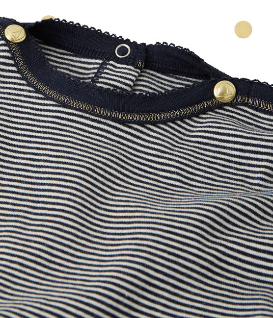 Vestido manga larga efecto 2 en 1 Petit bateau x Marie-Agnès Gillot azul SMOKING/beige COQUILLE