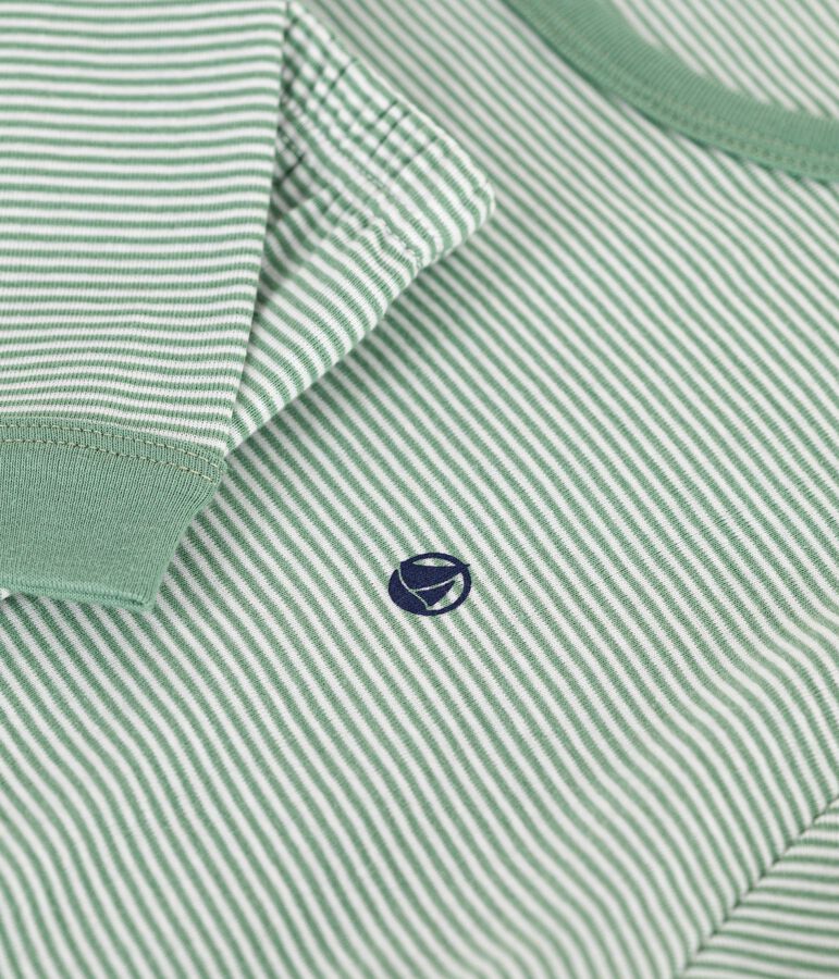 Pijama infantil de algod&oacute;n a rayas verde/blanco