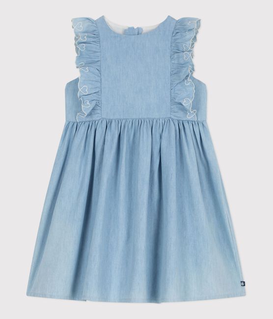 Vestido infantil de algodón sin mangas azul BLEU CLAIR