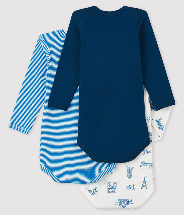 Juego de 3 bodis de manga larga para beb&eacute; ni&ntilde;o multicolor