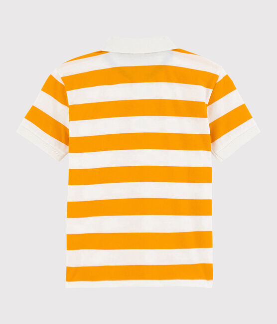 Polo de manga corta de punto de niño amarillo TEHONI/blanco MARSHMALLOW