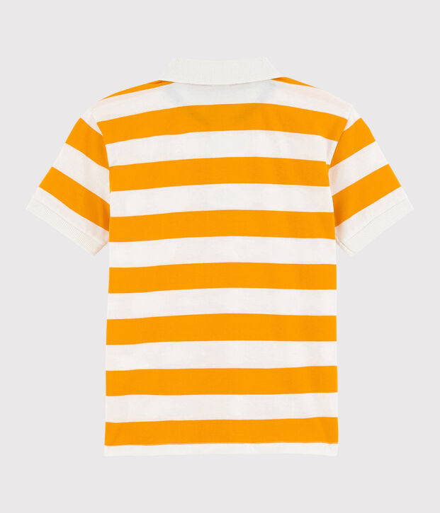 Polo de manga corta de punto de ni&ntilde;o amarillo/blanco
