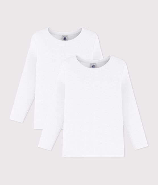 Lote de 2 camisetas de manga larga blancas de niño variante 1