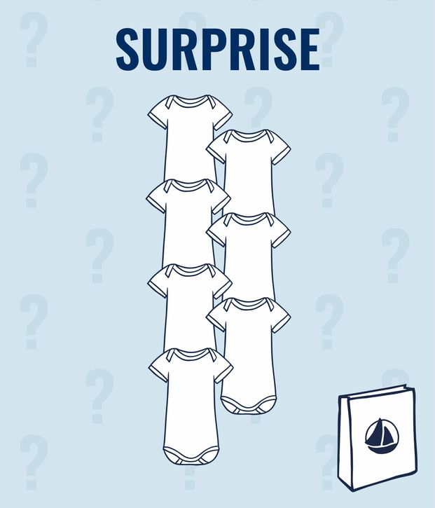 Juego sorpresa de 7 bodis de manga corta para beb&eacute; ni&ntilde;o multicolor