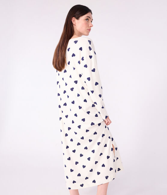 Camisón de algodón con estampado de corazón para mujer azul MILK/ SOIR